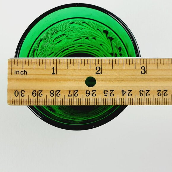 Retro Anchor Hocking Sandwich Glass 8oz Small Tumbler Set Forest Green c1940s-60 - Picture 6 of 8